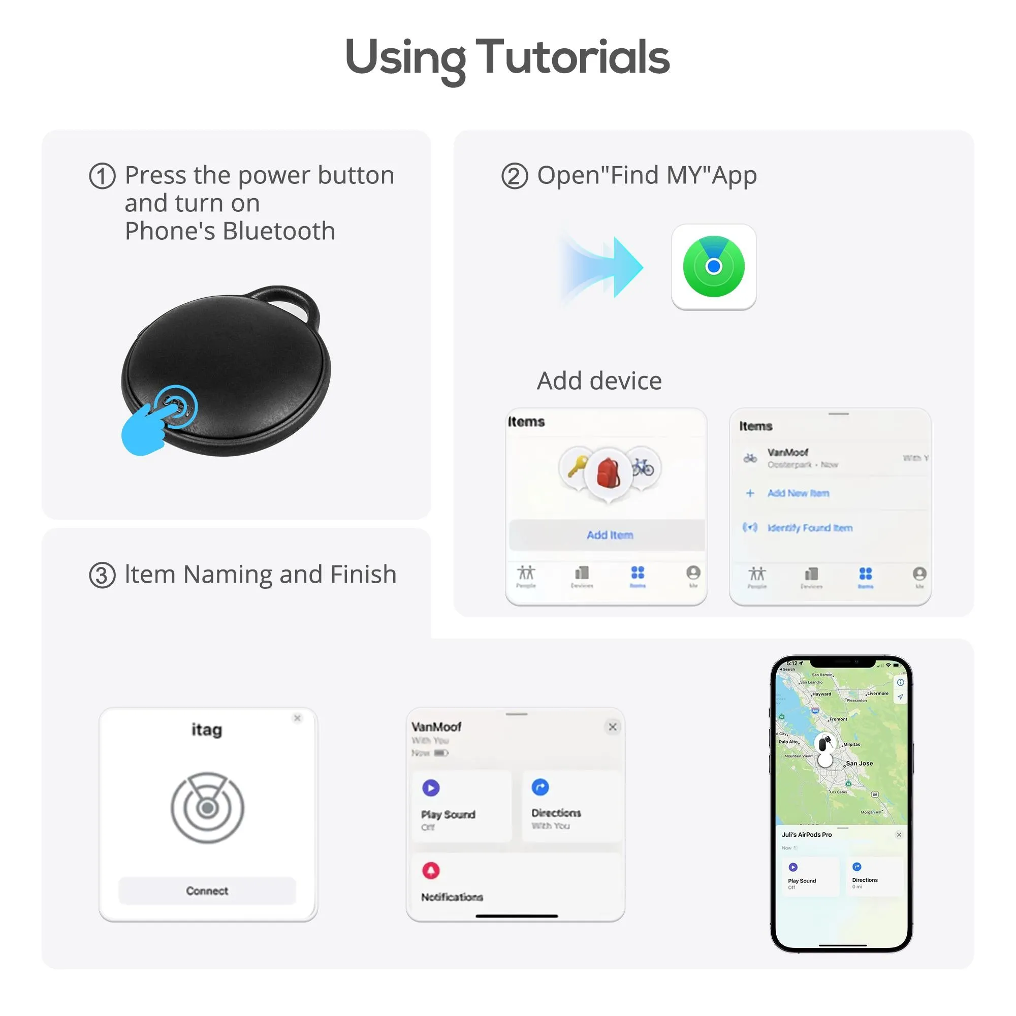 (iOS Only)MVTAG Waterproof Bluetooth Tracker and Item Locator - Compatible with iOS Find My App,Replaceable Battery,Anti-lost tracking devices