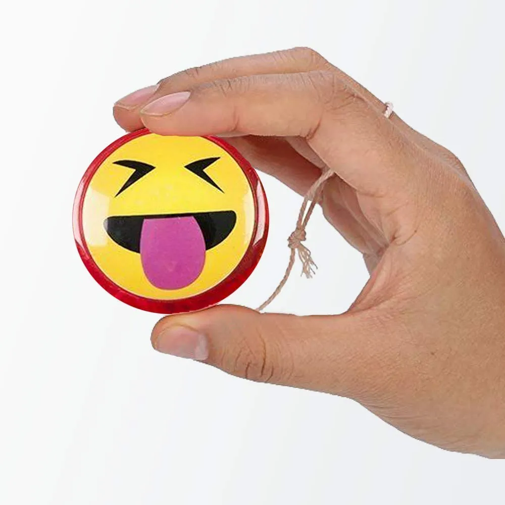 Kicko Emoji Yoyo - 4 Pack Light-up Faces Yellow Smiling Retractable String Toys - Summer