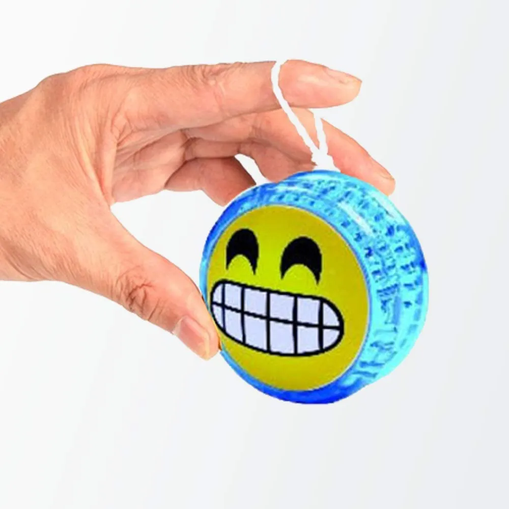 Kicko Emoji Yoyo - 4 Pack Light-up Faces Yellow Smiling Retractable String Toys - Summer