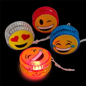 Kicko Emoji Yoyo - 4 Pack Light-up Faces Yellow Smiling Retractable String Toys - Summer