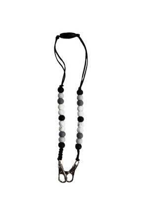 KID'S BEADED MASK LANYARD - BLACK & GREY
