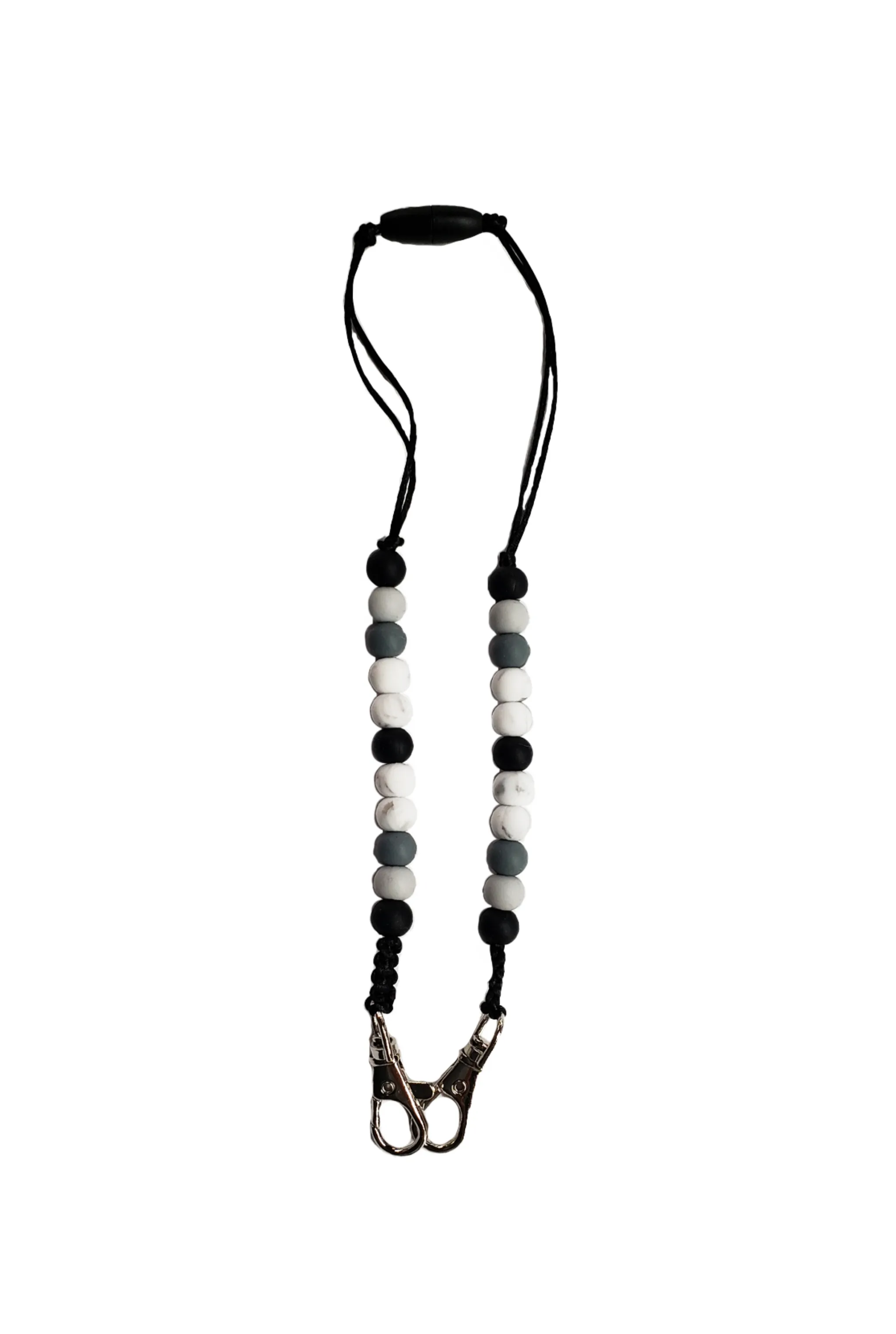 KID'S BEADED MASK LANYARD - BLACK & GREY