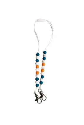 KID'S BEADED MASK LANYARD - TEAL & ORANGE