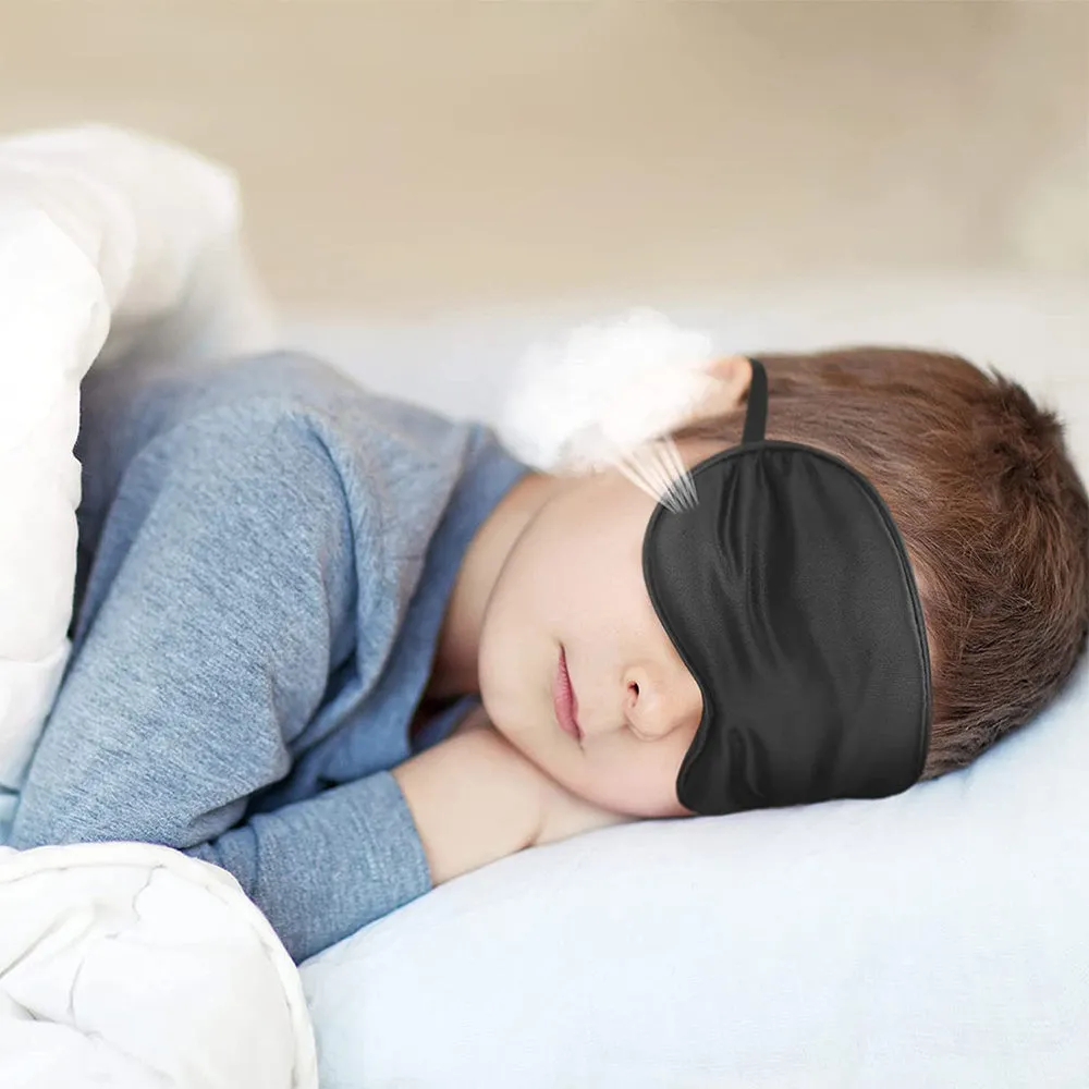 Kids Mulberry Silk Sleep Soft Eye Mask Adjustable Strap Blindfold Black