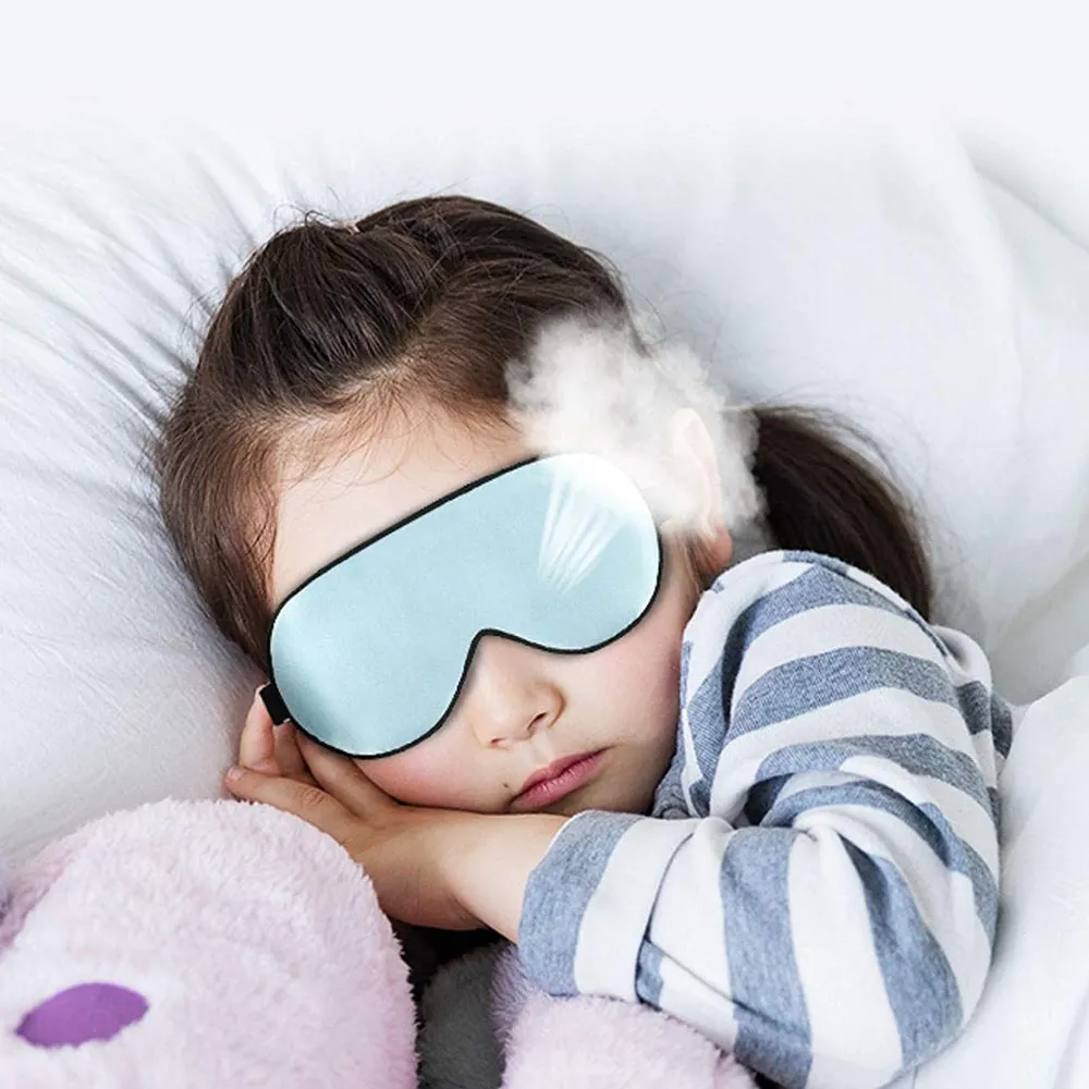 Kids Mulberry Silk Sleep Soft Eye Mask Adjustable Strap Blindfold Blue
