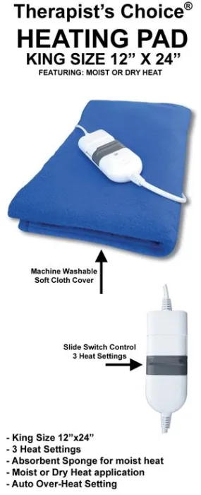 King Size Moist/Dry Heating Pad, 12"x24"