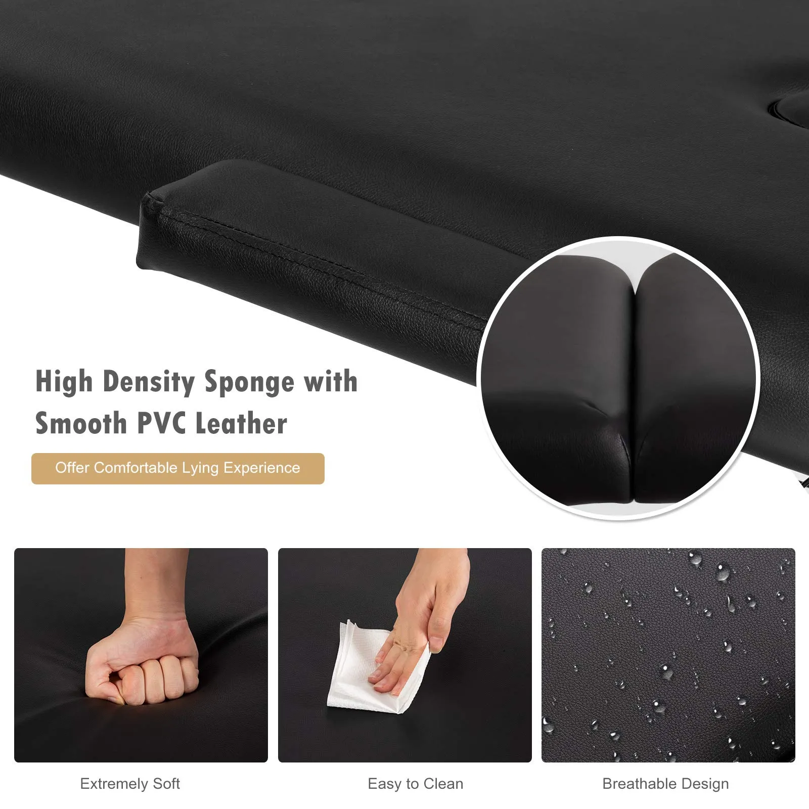 KOMFOTT 2 Folding Portable Massage Table, Aluminum Frame & Height Adjustable