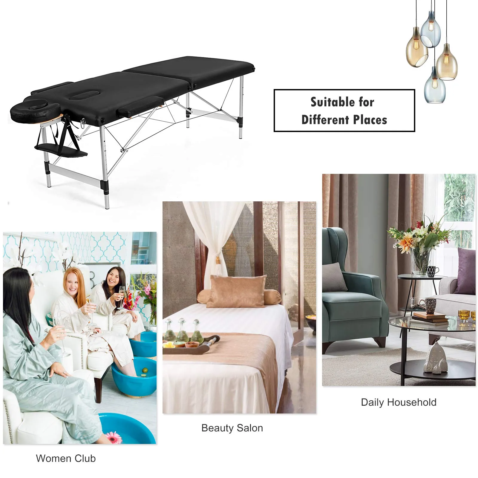KOMFOTT 2 Folding Portable Massage Table, Aluminum Frame & Height Adjustable