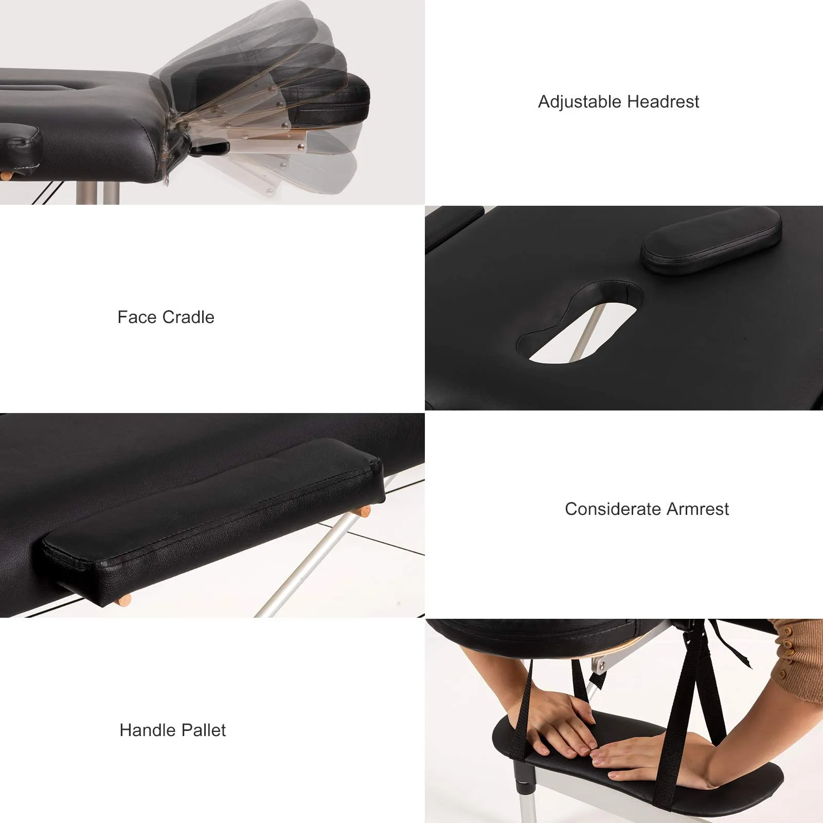 KOMFOTT 2 Folding Portable Massage Table, Aluminum Frame & Height Adjustable