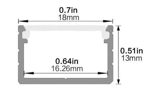 LED Aluminum Mounting "U" Channel, 16mm Width