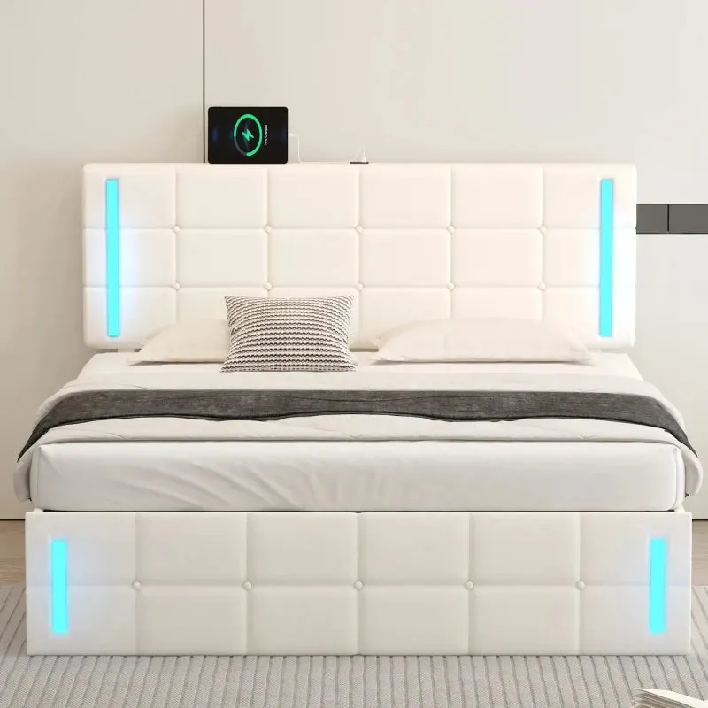 LED Bed Frame with USB Power Strips