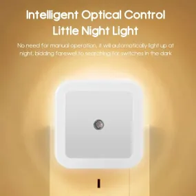 Led Mini Square Intelligent Light Control Induction Plug-In Small Night Light Bedroom Bedside Socket Light Energy-Saving Light