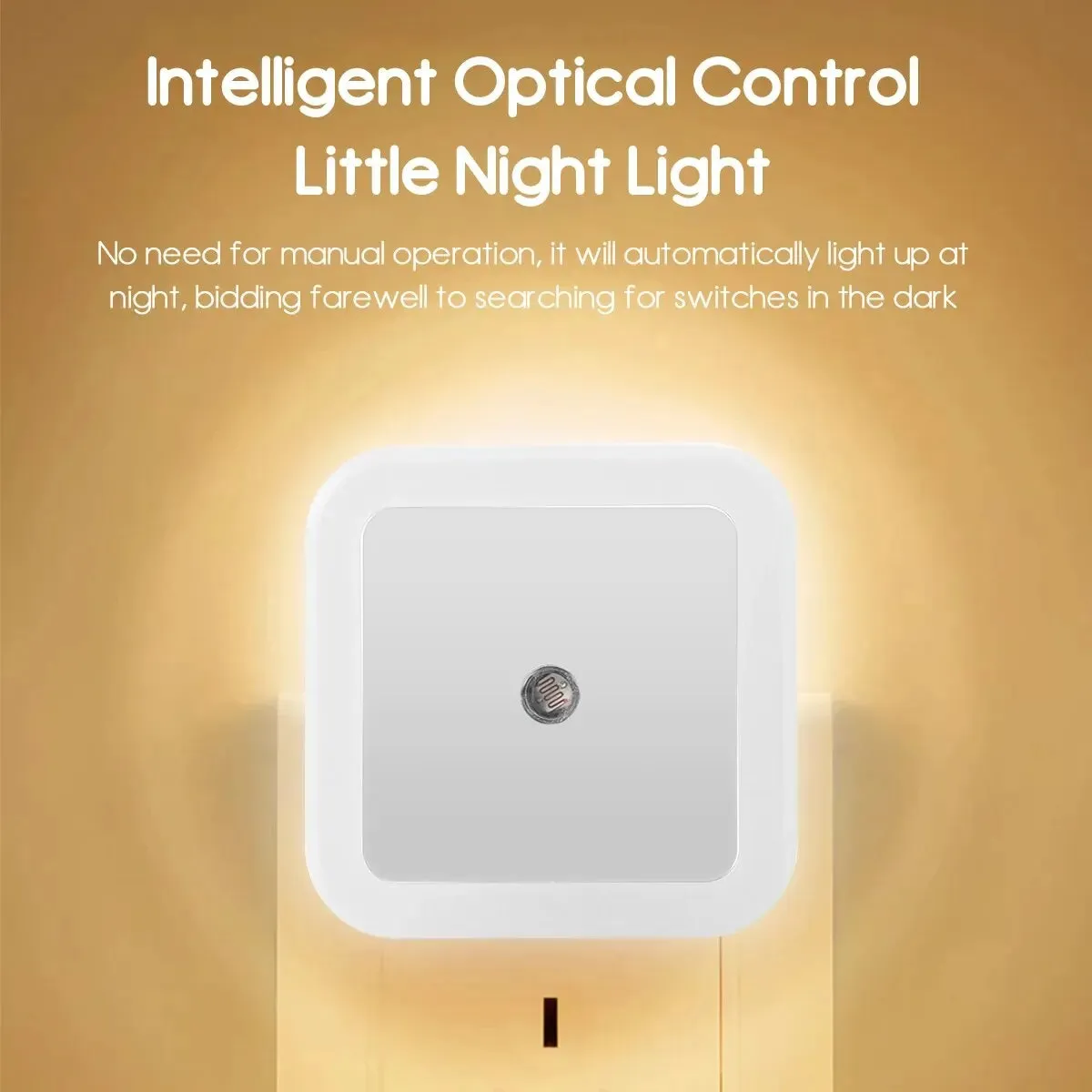 Led Mini Square Intelligent Light Control Induction Plug-In Small Night Light Bedroom Bedside Socket Light Energy-Saving Light