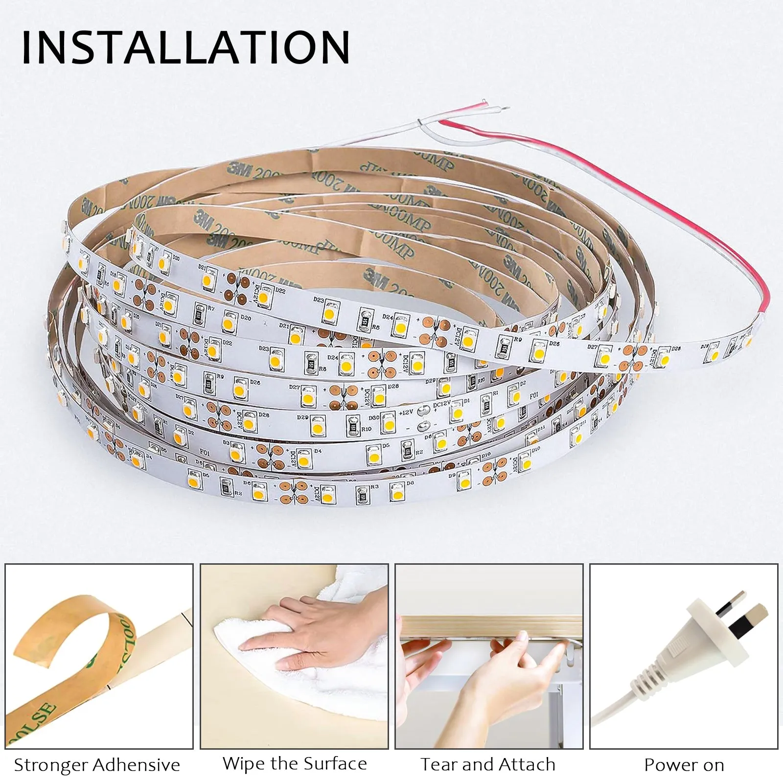 LED Strip 12V 10W IP62 3M 5M 3000K Warmwhite 5000K Coolwhite