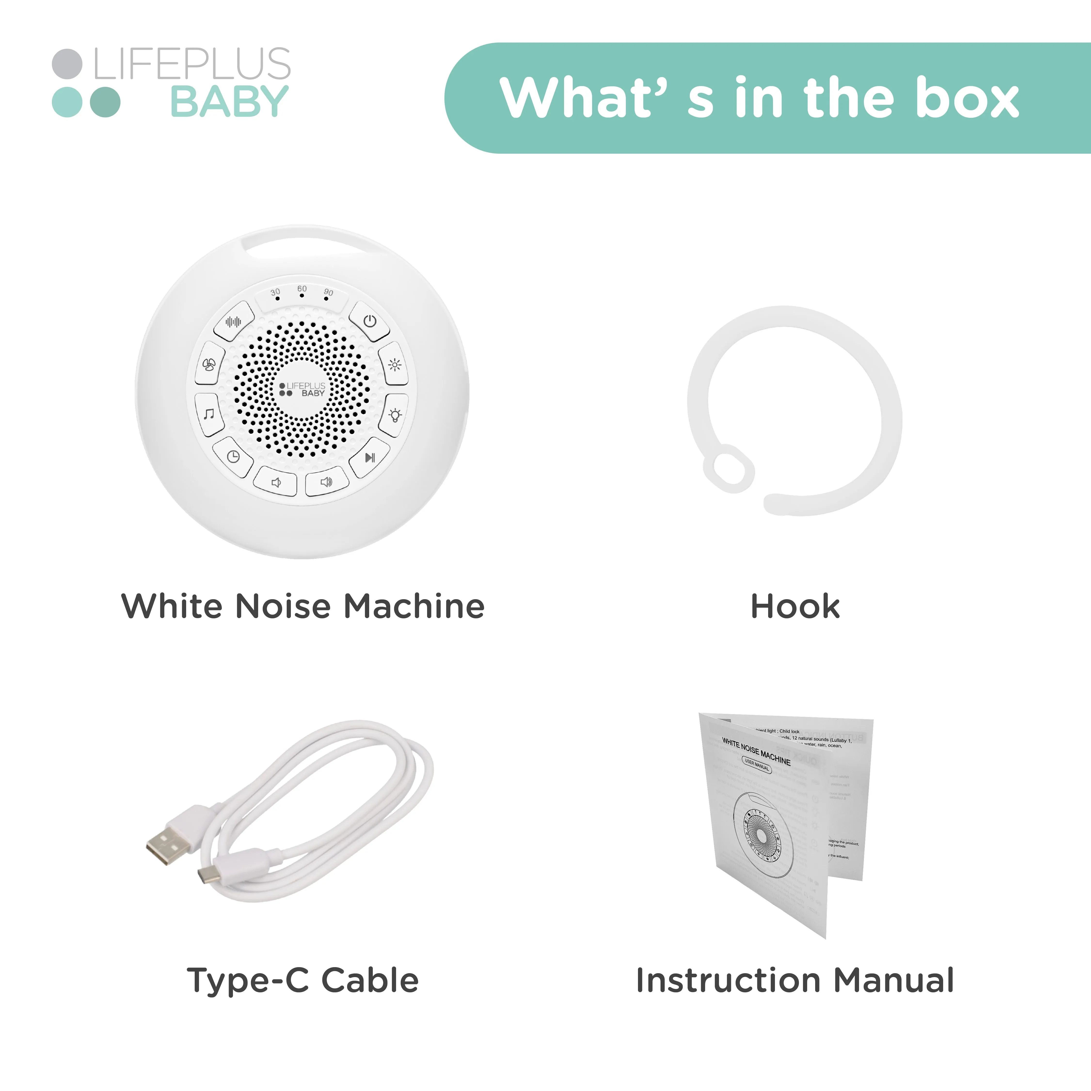 LIFEPLUSBABY WHITE NOISE MACHINE- Your Ultimate Companion for Restful Nights and Serene Days