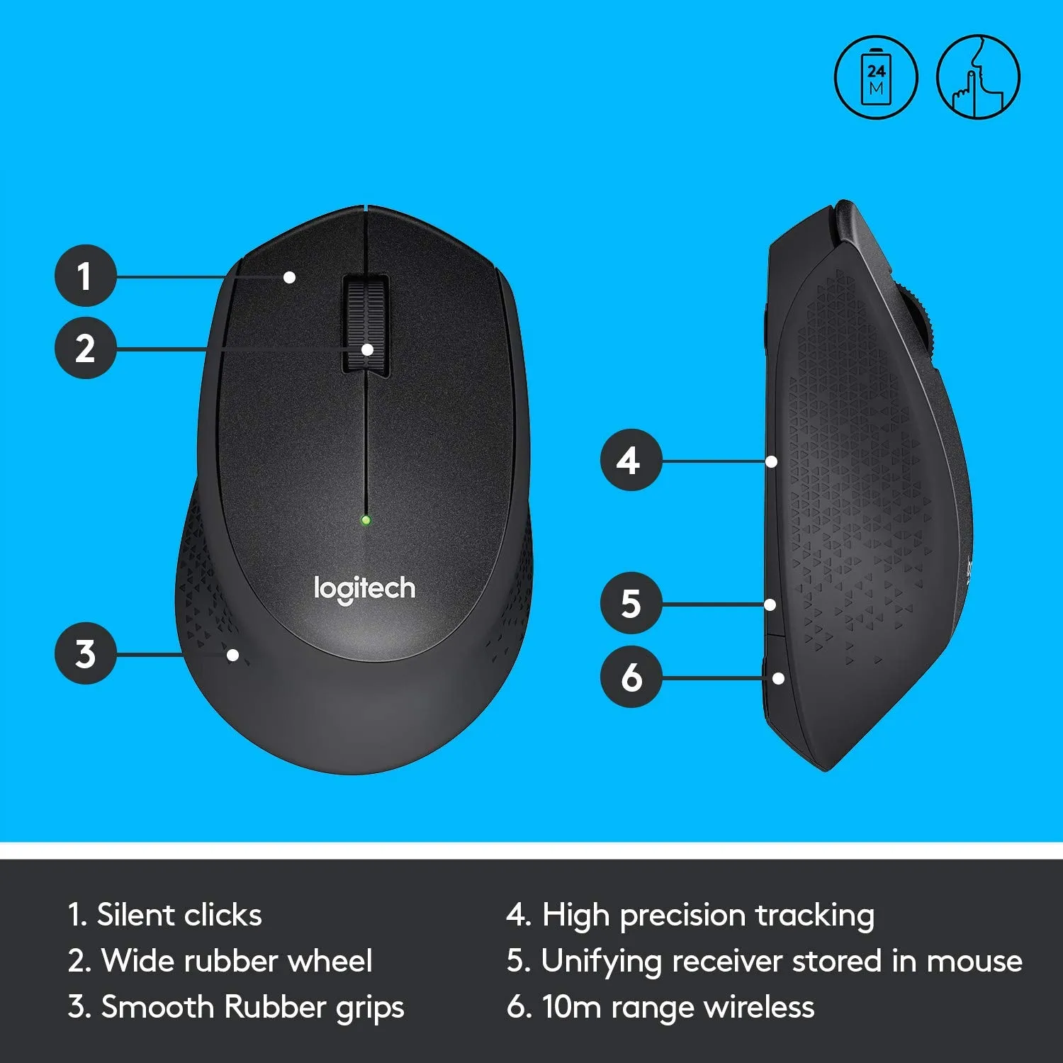 Logitech M331 Silent Plus Extra comfort and precision with SilentTouch