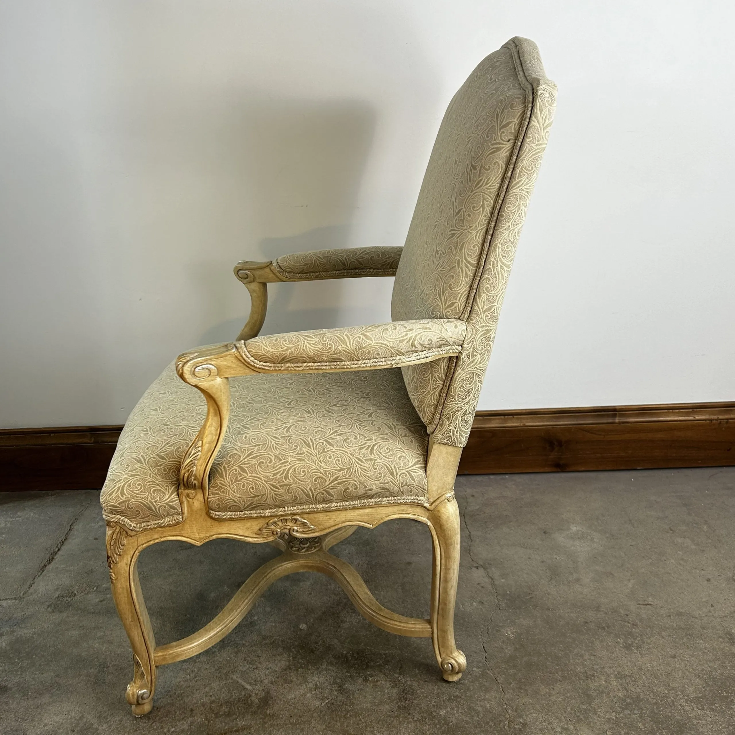 Marge Carson Custom Accent Chair, Cream Taupe Upholstery, 2 Available
