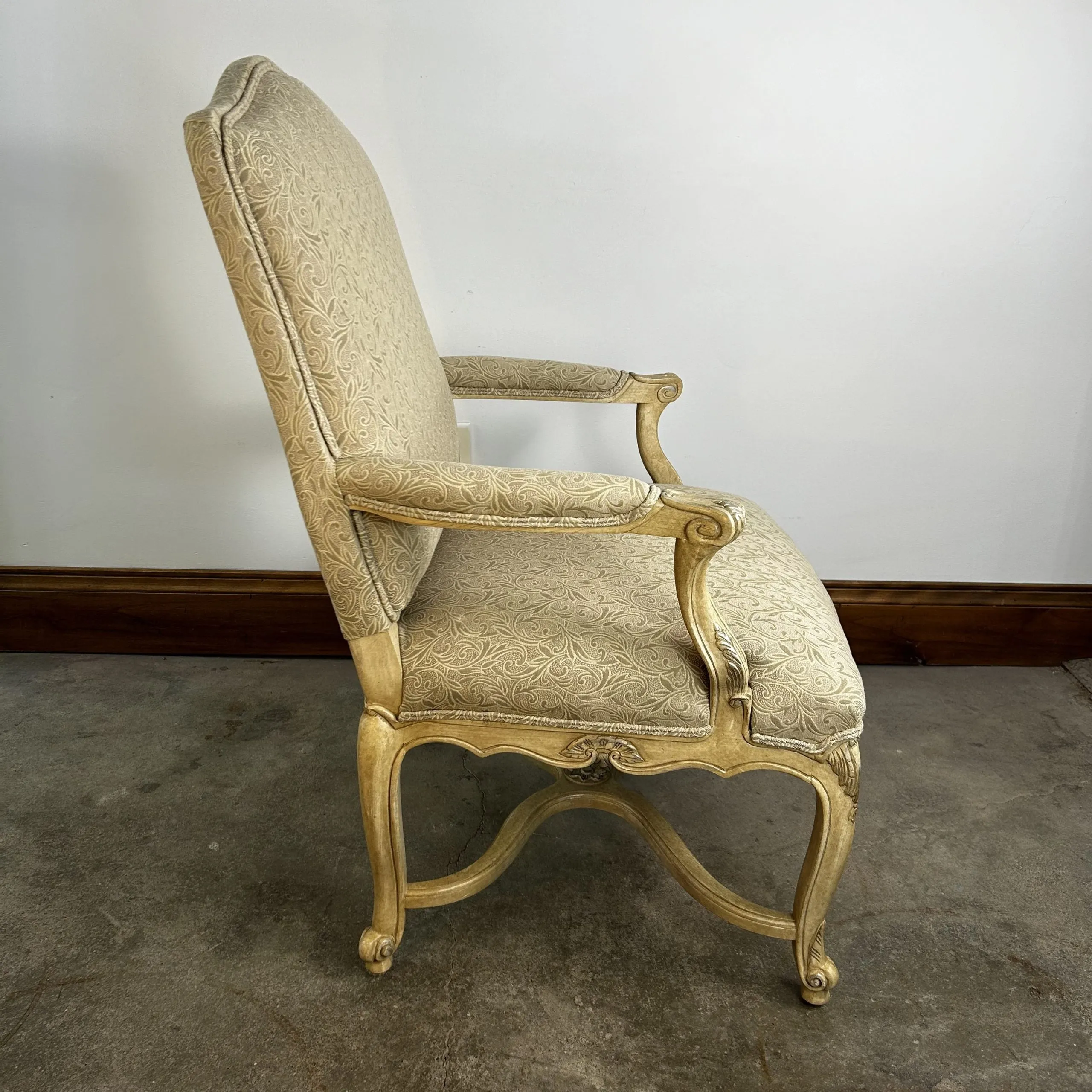 Marge Carson Custom Accent Chair, Cream Taupe Upholstery, 2 Available