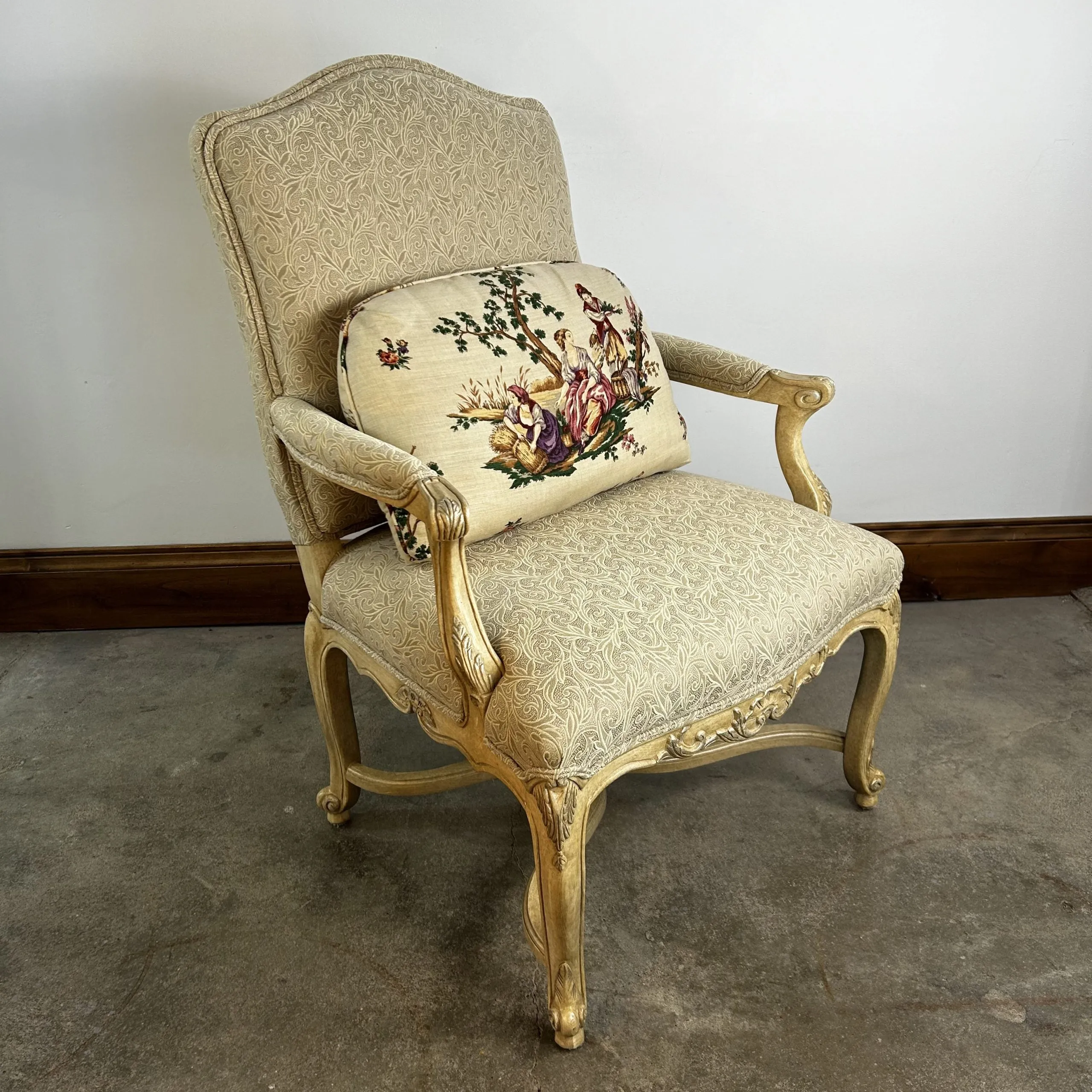 Marge Carson Custom Accent Chair, Cream Taupe Upholstery, 2 Available