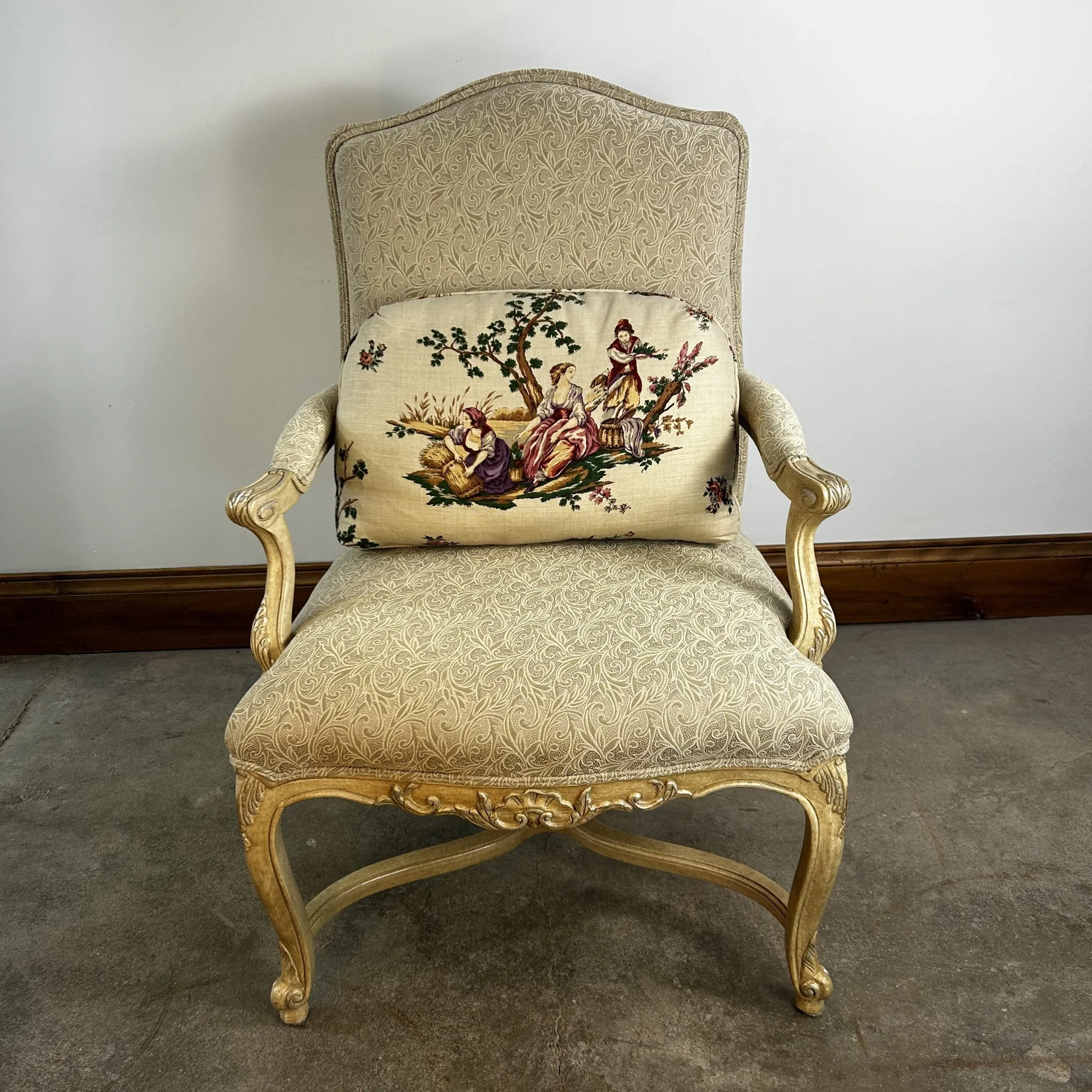 Marge Carson Custom Accent Chair, Cream Taupe Upholstery, 2 Available