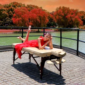 Master Massage 70cm SANTANA Portable Massage Table Package with MEMORY FOAM Layer, Shiatsu Cables, & Reiki Panels! (Mountain Red Color)