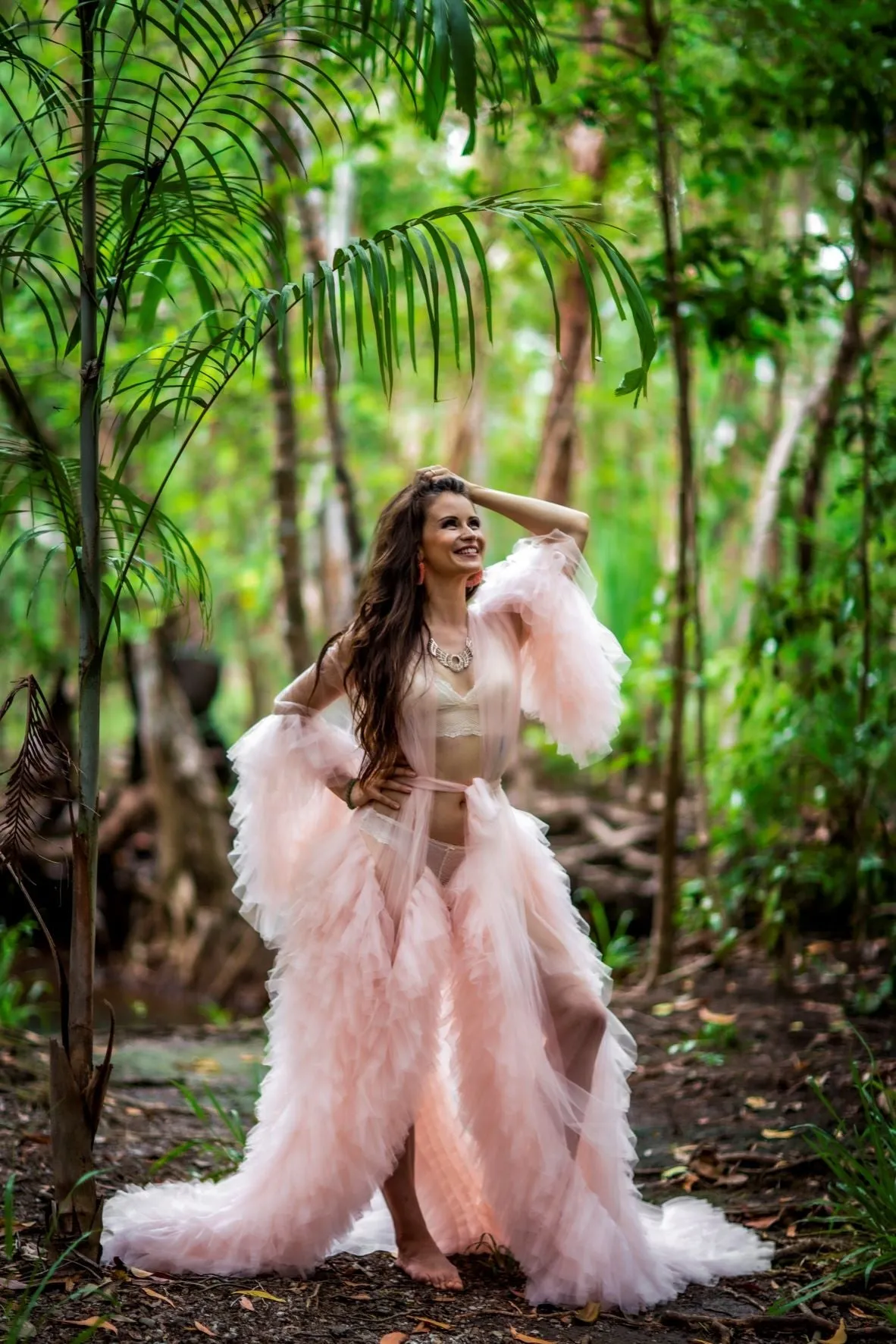 Maternity Photoshoot Dresses - Blush Pink Tulle Robe - Sophie