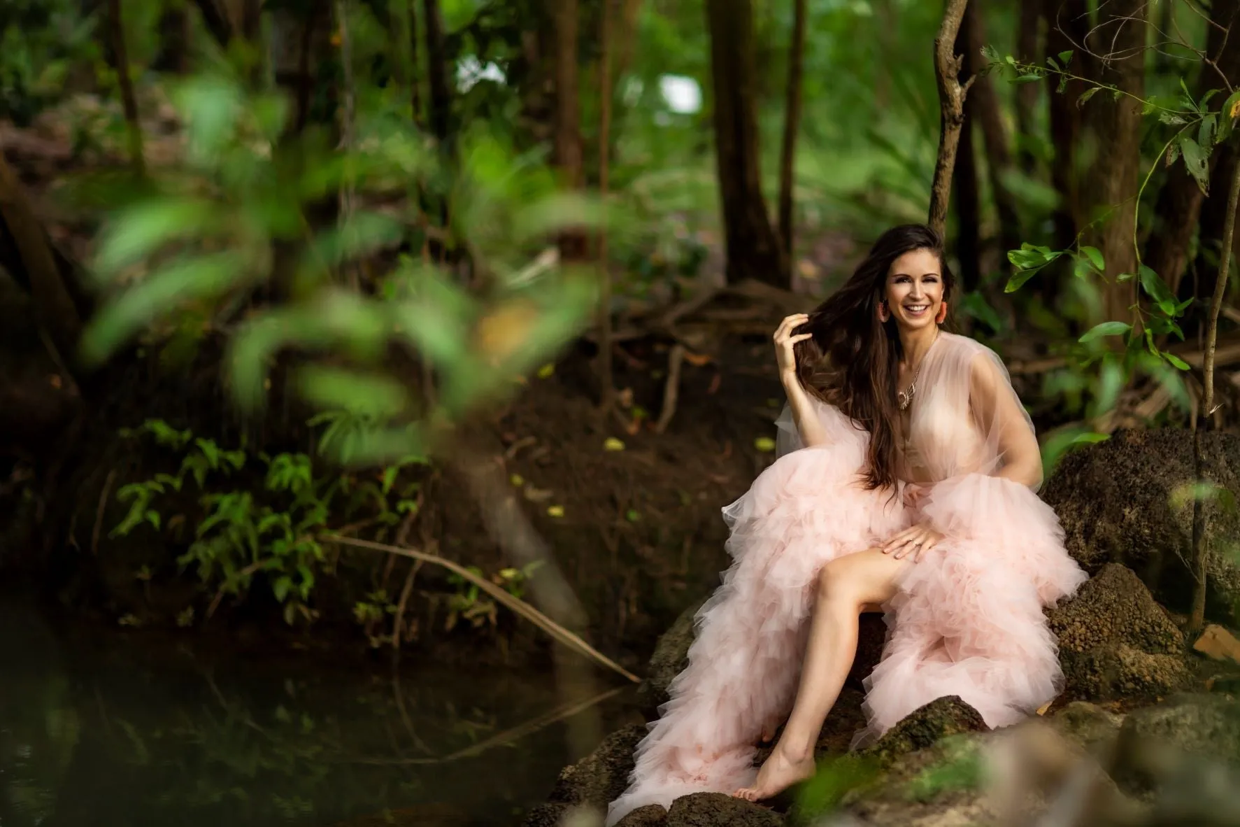 Maternity Photoshoot Dresses - Blush Pink Tulle Robe - Sophie