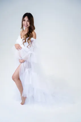 Maternity Photoshoot Dresses - Penny - White Tulle Gown