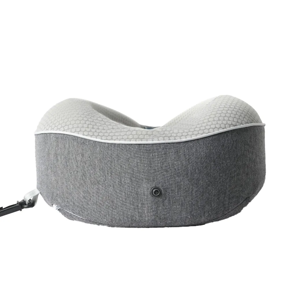 Memory Foam Travel Neck Pillow with Sleeping Mask Earplugs Gray