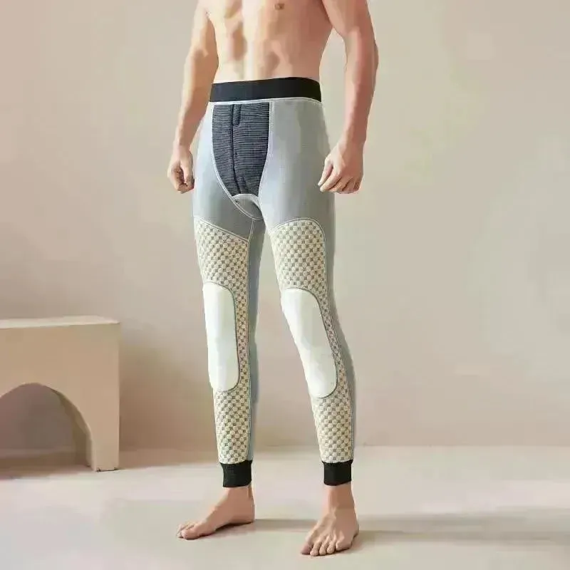 Men's Cotton Pants Graphene Waist Support Fleece-lined Long John