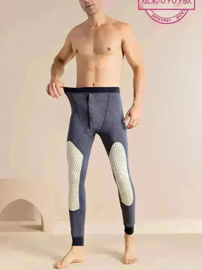Men's Cotton Pants Graphene Waist Support Fleece-lined Long John