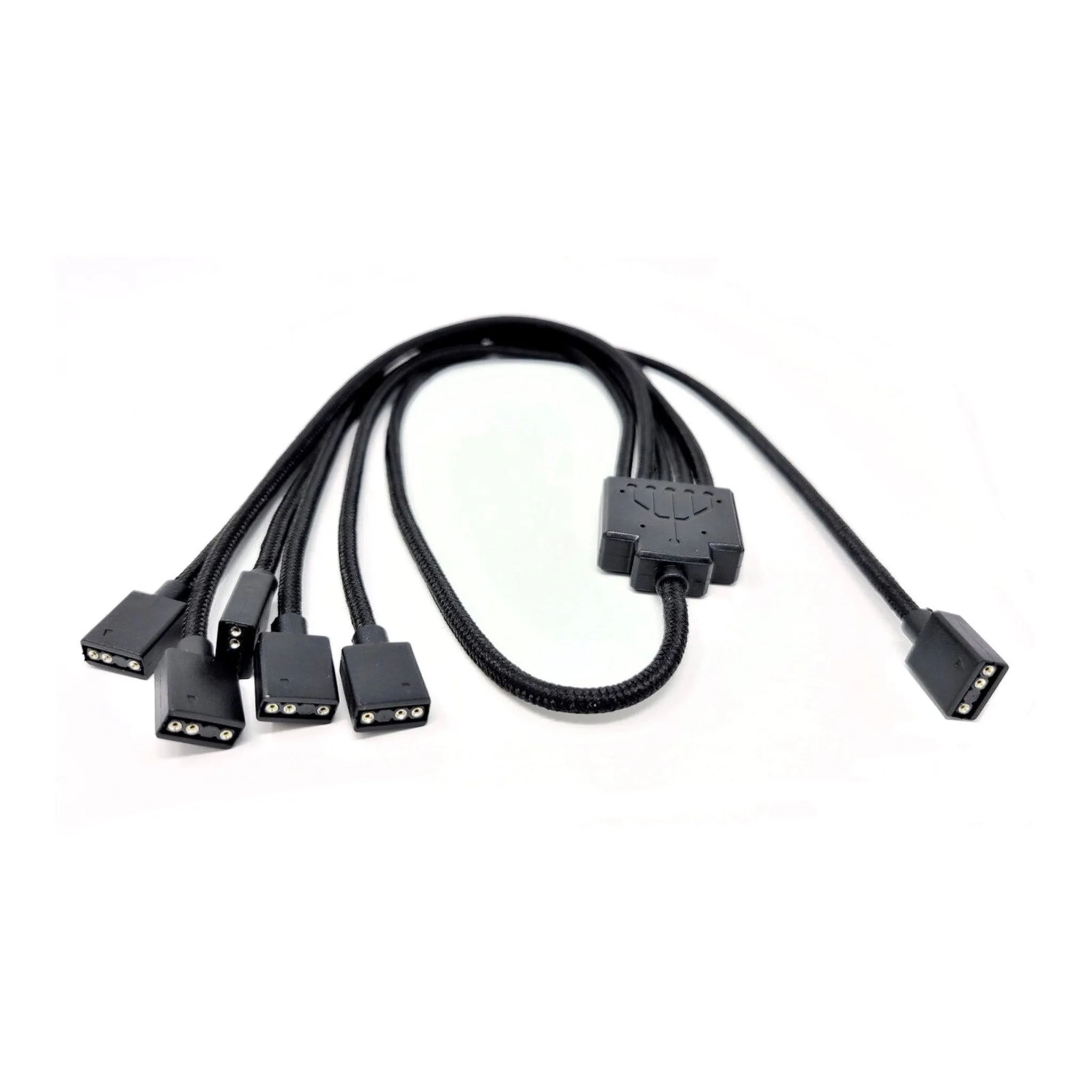 Micro Connectors F04-15AS70-BK 70cm Black Premium Sleeved 1 to 5 3-Pin Addressable (ARGB) Splitter Cable