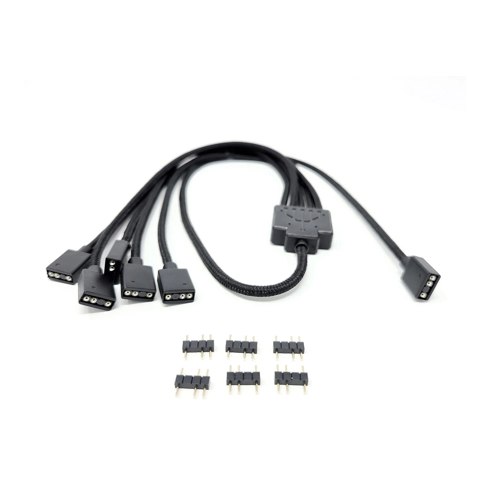 Micro Connectors F04-15AS70-BK 70cm Black Premium Sleeved 1 to 5 3-Pin Addressable (ARGB) Splitter Cable