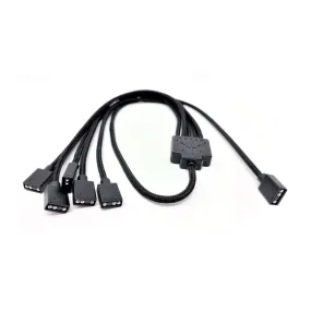 Micro Connectors F04-15AS70-BK 70cm Black Premium Sleeved 1 to 5 3-Pin Addressable (ARGB) Splitter Cable