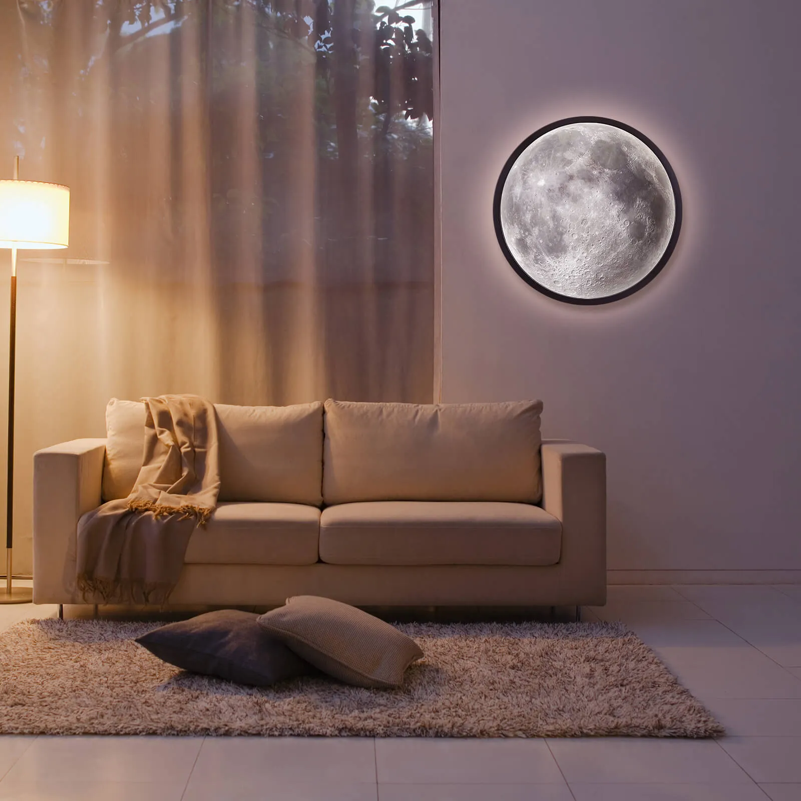 MOON MIRROR | Illuminated LED Moon Wall Lamp Moon Night Light for Wall