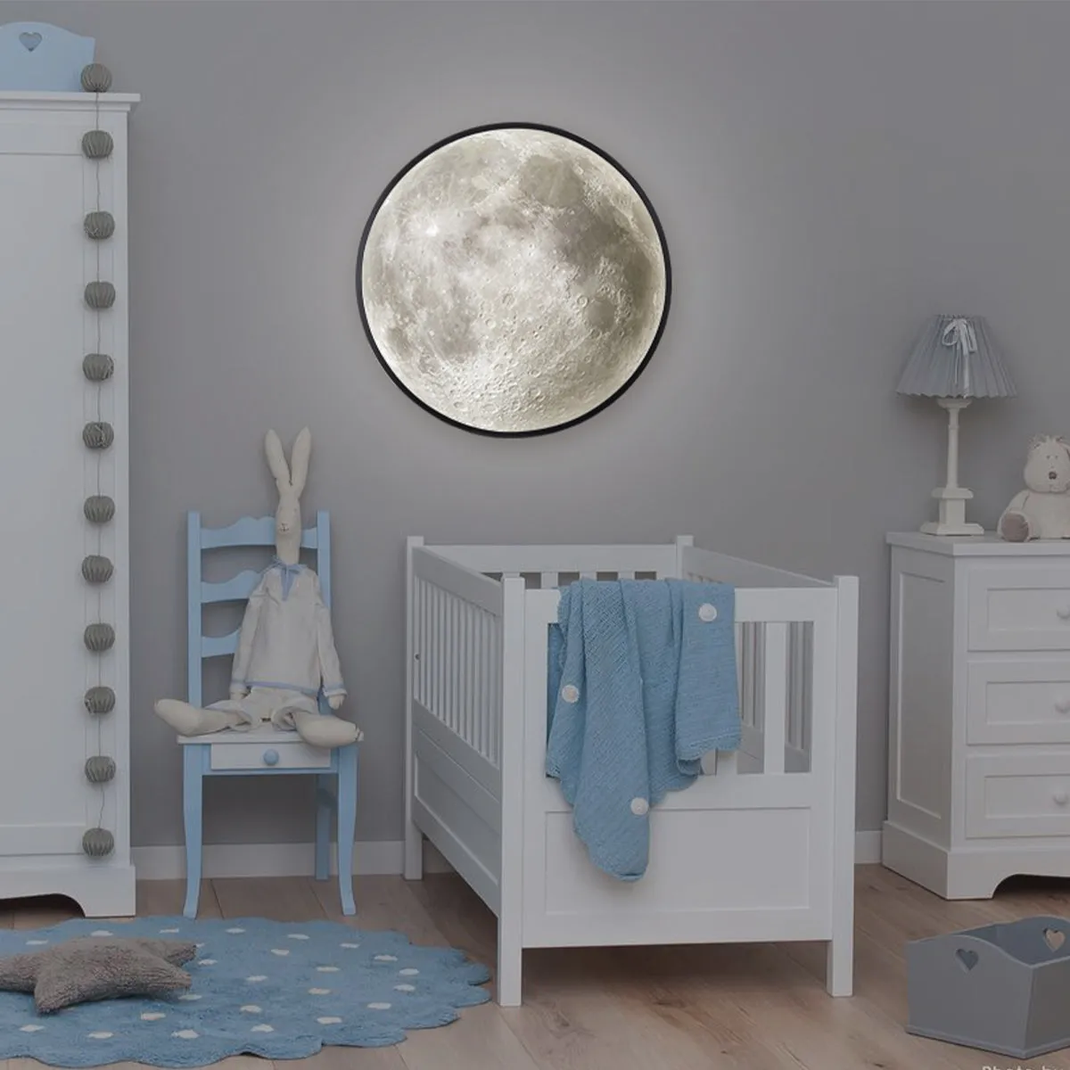 MOON MIRROR | Illuminated LED Moon Wall Lamp Moon Night Light for Wall