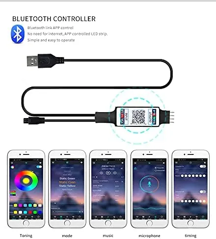 NEW Generic 1PCS 5V USB Powered RGB Bluetooth Controller 4 pin LED Controller with 24-Button IR Remote Control for 2835 5050 RGB LED Strip Light
