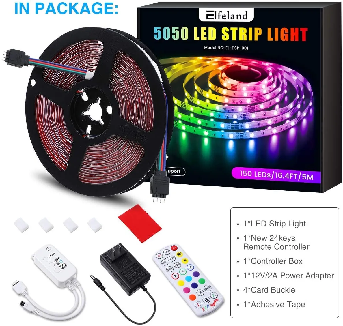New in box! 16.4 Ft LED Strip Lights! Control the LED strip lights via APP, remote control and controller. Special music mode allows lights to go to beat of music or mic!