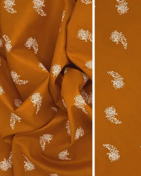 Orange Floral Paisley Fabric | Cotton Batiste