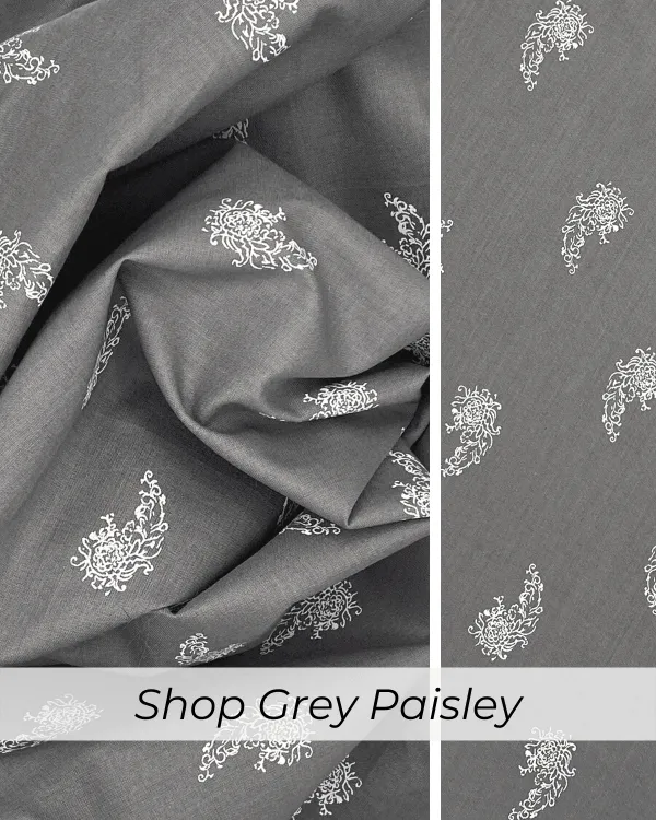 Orange Floral Paisley Fabric | Cotton Batiste