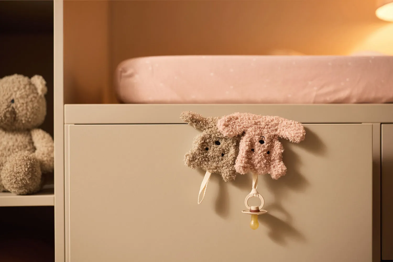 Pacifier Cloth Teddy Bear - Wild Rose