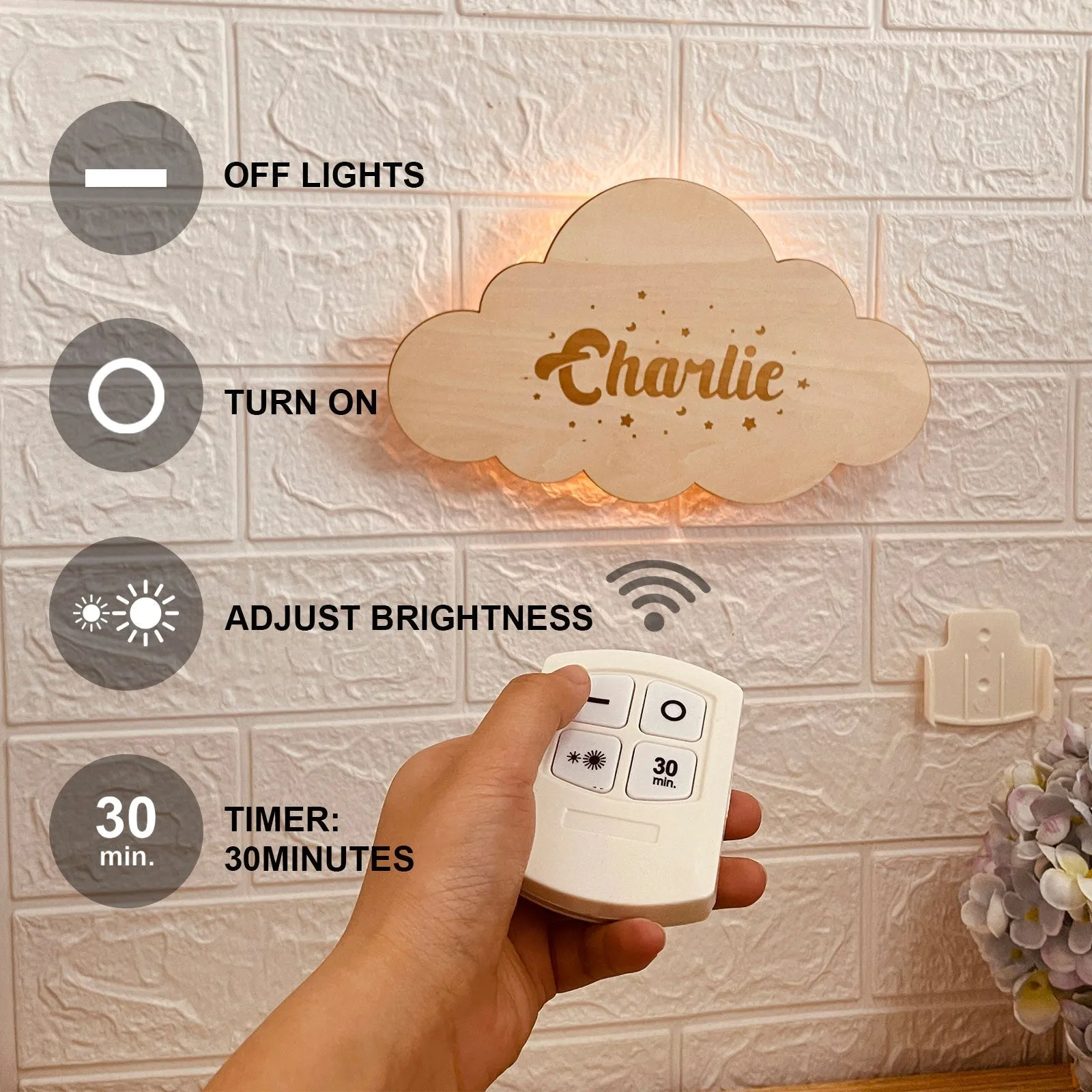 Personalized Wooden Baby Room Wall Night Light Set