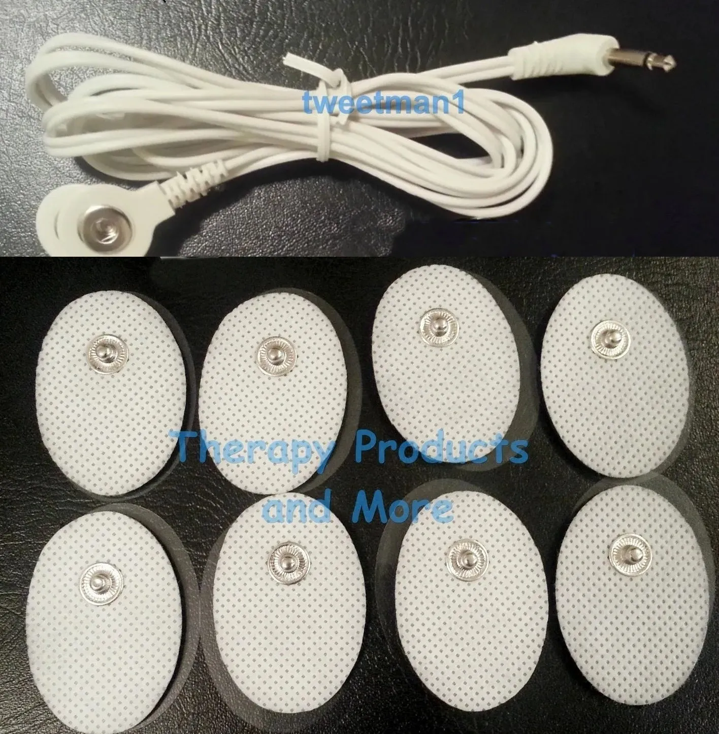 PINOOK COMPATIBLE DUAL LEAD WIRE 2.5mm   8 OVAL PADS FOR TENS, IFC EMS ESTIM