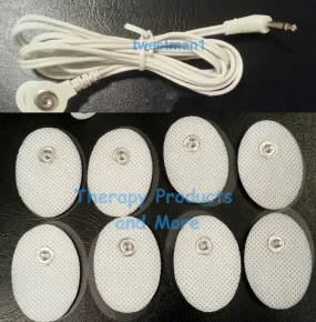 PINOOK COMPATIBLE DUAL LEAD WIRE 2.5mm   8 OVAL PADS FOR TENS, IFC EMS ESTIM