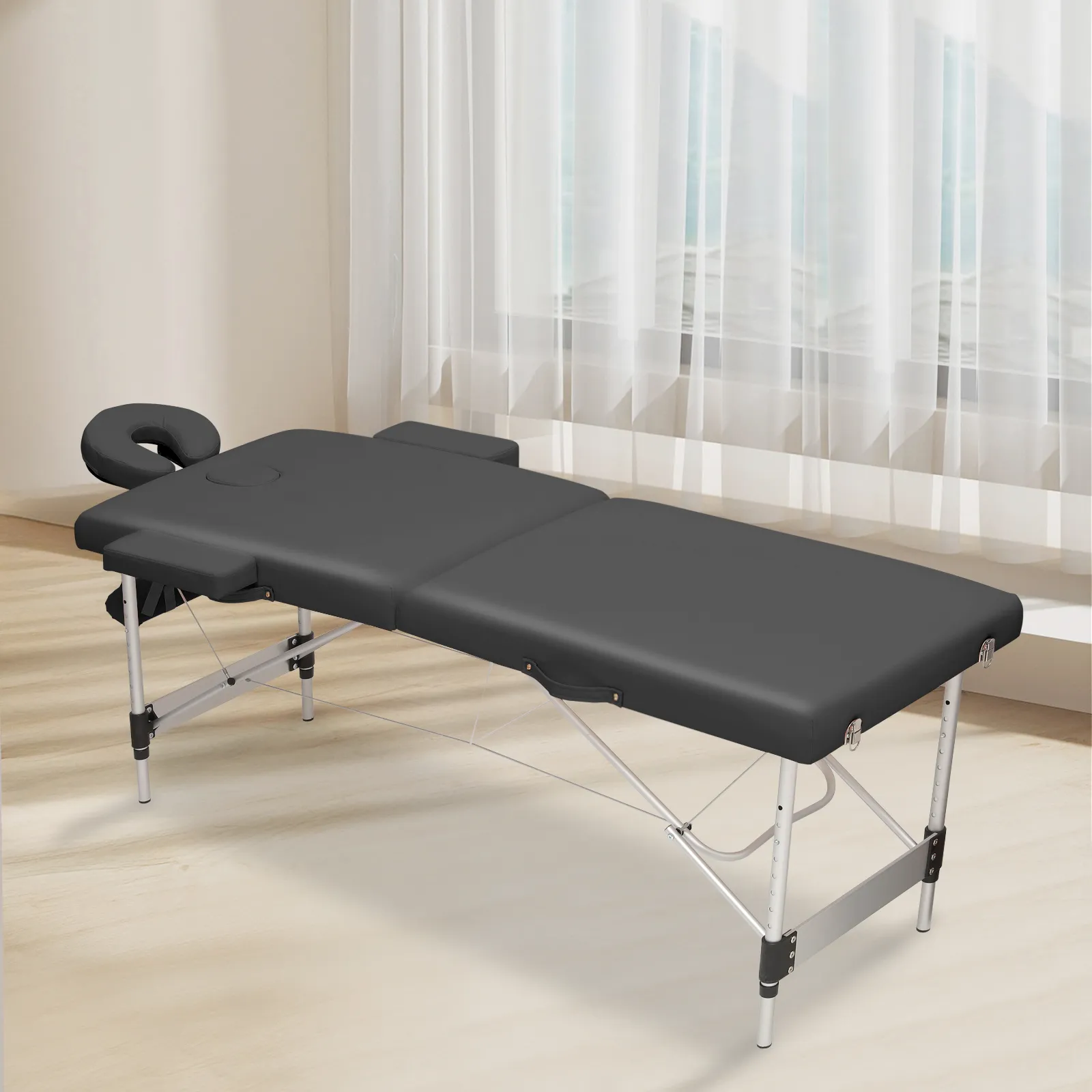 Portable Massage Table - Adjustable Height 24.5" to 33.5" - Aluminum Frame