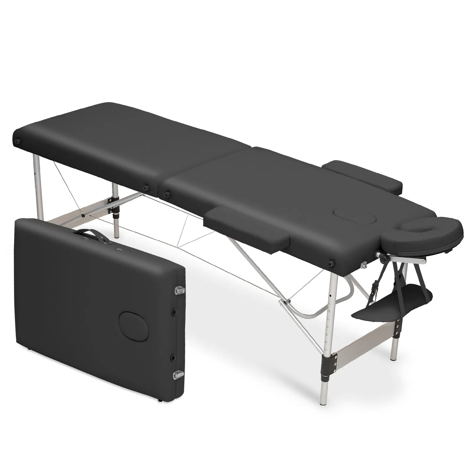 Portable Massage Table - Adjustable Height 24.5" to 33.5" - Aluminum Frame
