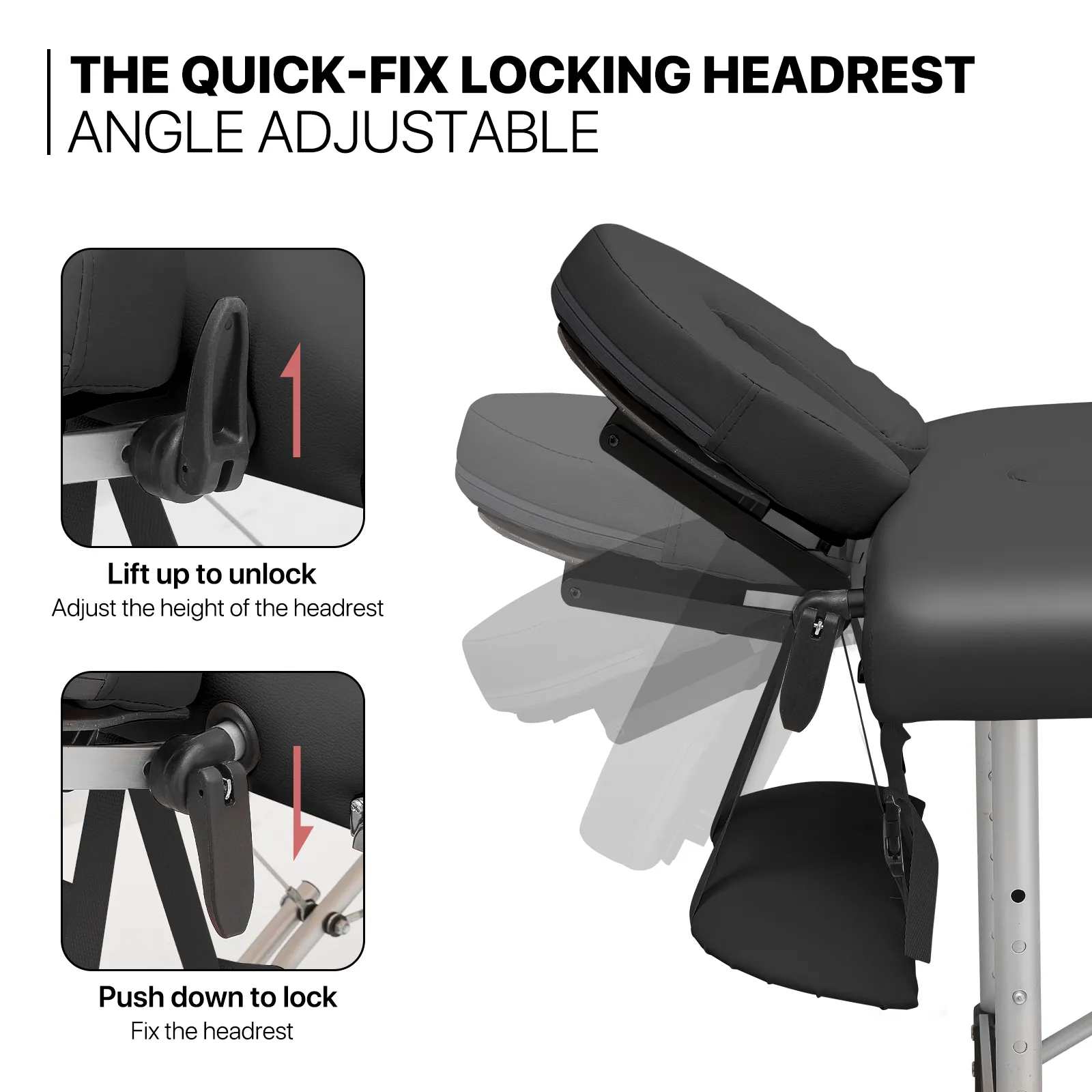 Portable Massage Table - Adjustable Height 24.5" to 33.5" - Aluminum Frame