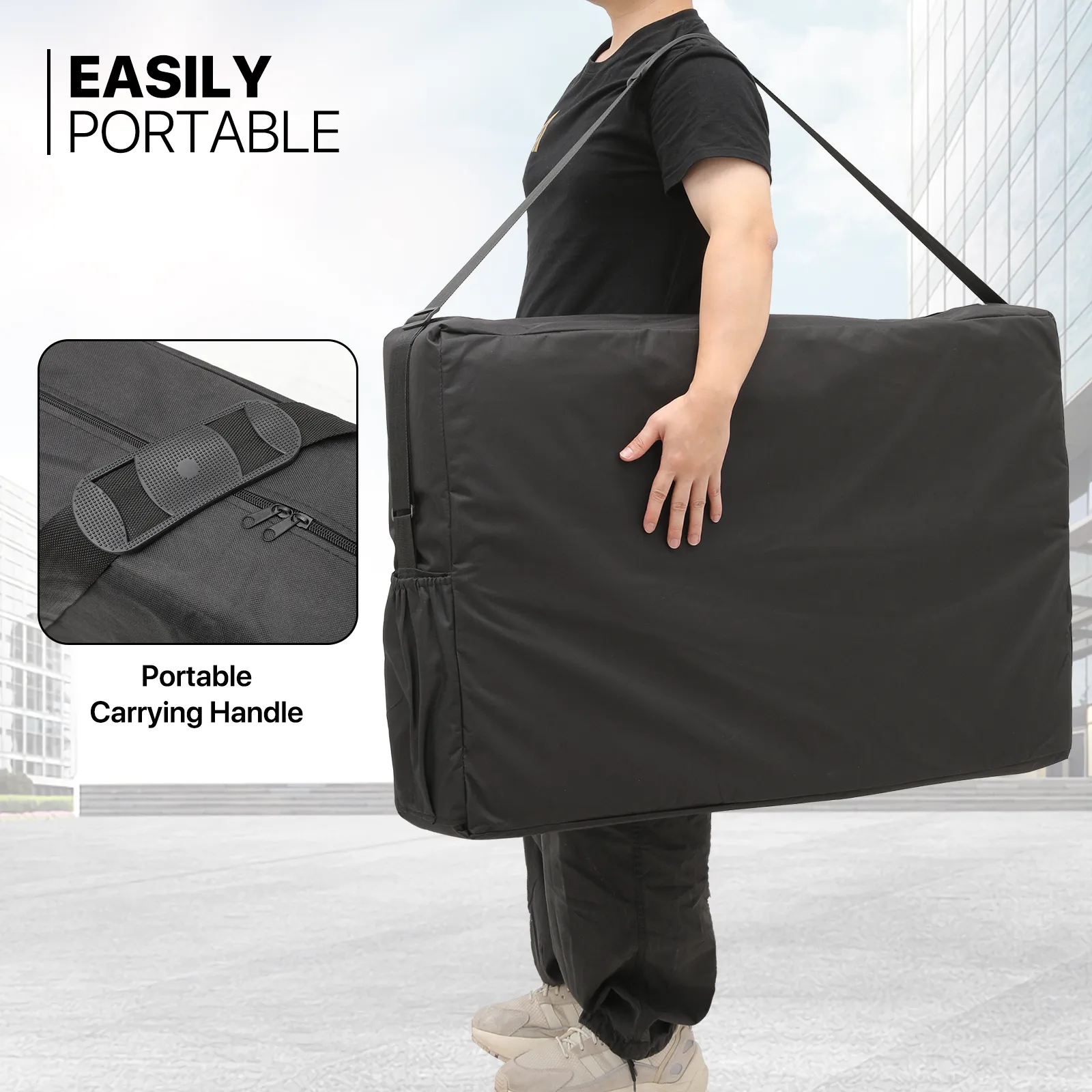 Portable Massage Table - Adjustable Height 24.5" to 33.5" - Aluminum Frame
