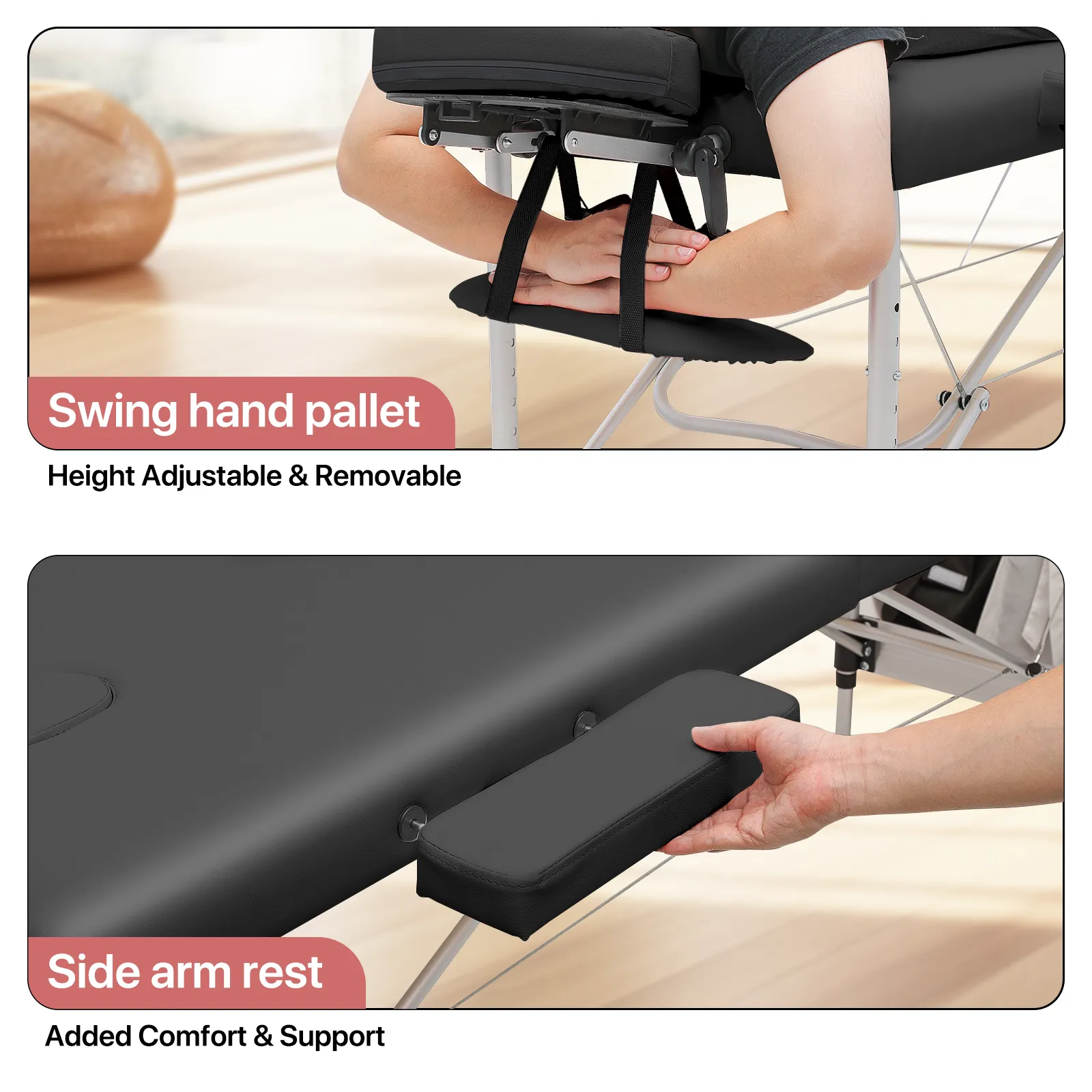 Portable Massage Table - Adjustable Height 24.5" to 33.5" - Aluminum Frame