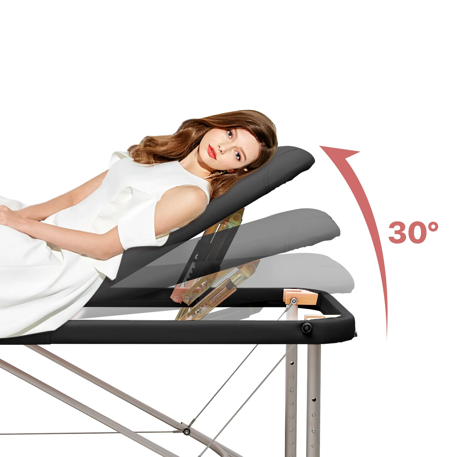 Portable Massage Table - Adjustable Height 24.5" to 33.5" - Tilt Back - Aluminum Frame